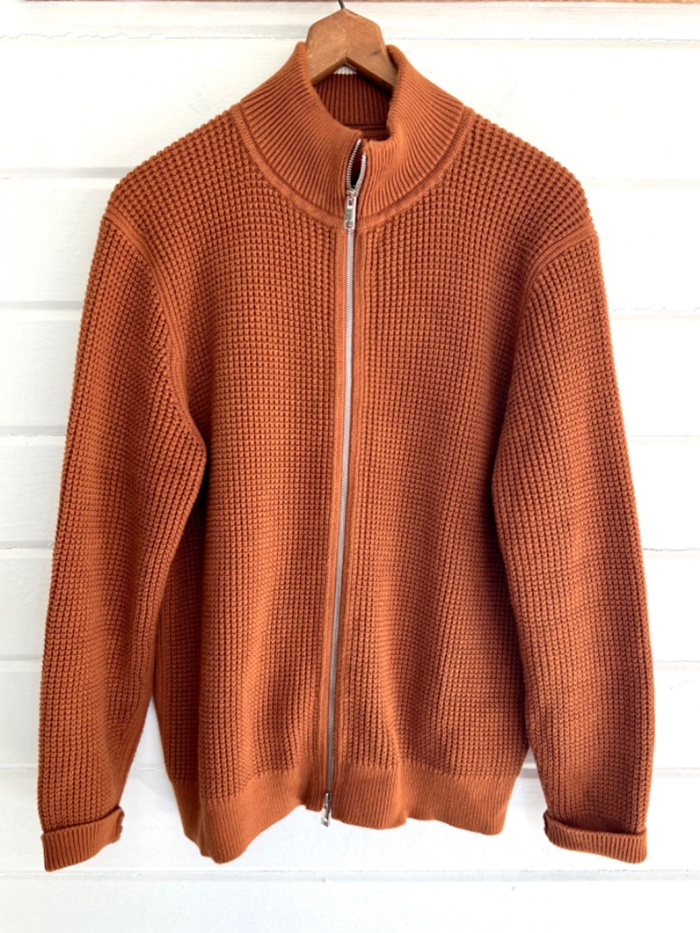 THEORY Gary Full Zip Jacket in Cotton/Cashmere Blend - Cumin - M